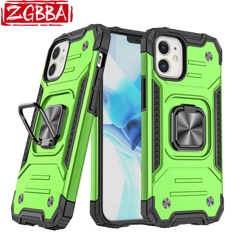 

ZGBBA Shockproof Phone Case For iPhone 6 7 8 SE 2020 6Plus X XS XR 11 12 13 Pro Max Magnetic Anti-Fall Ring Back Cover