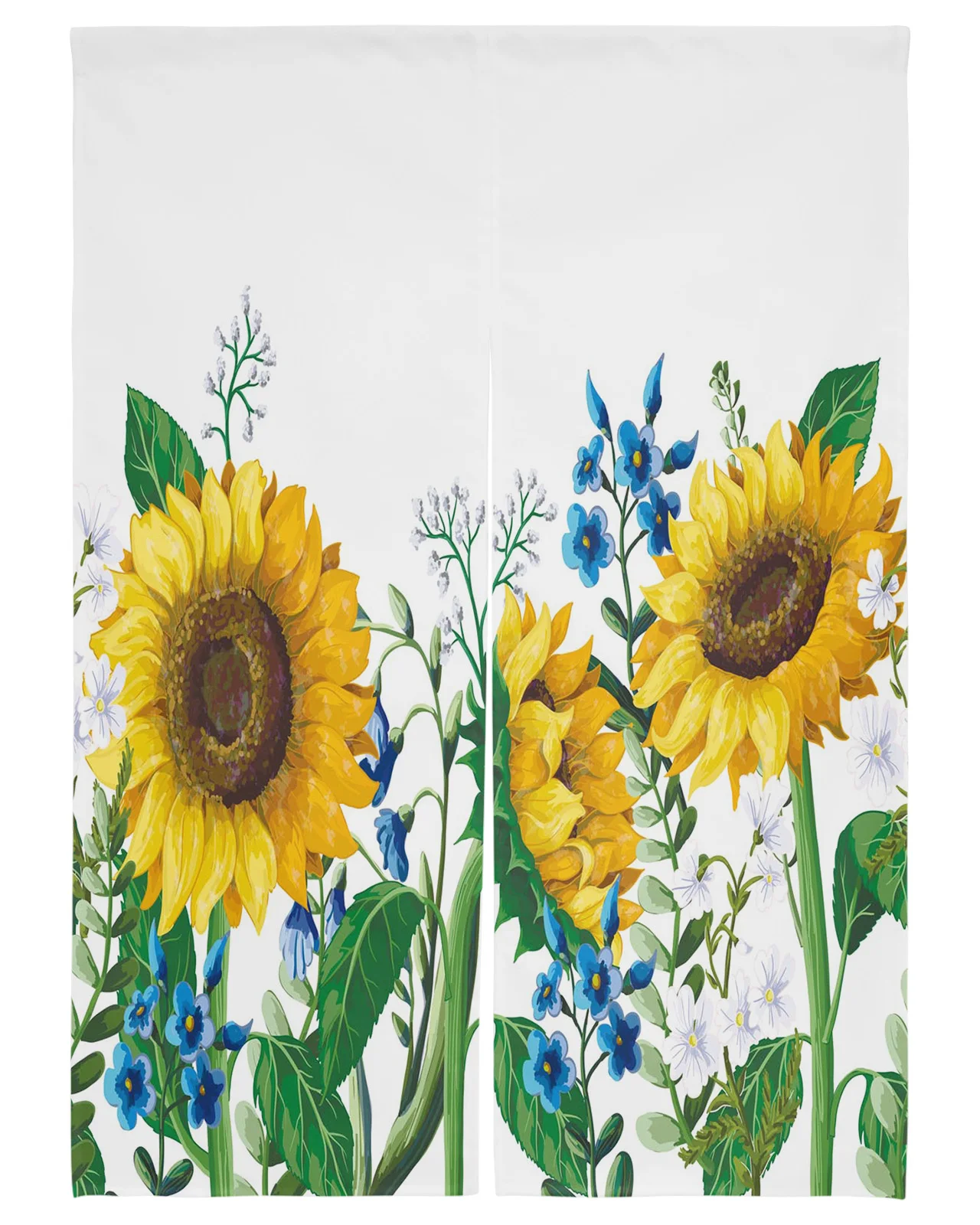 

Sunflower Watercolor Painting Art Japanese Door Curtain Restaurant Kitchen Entrance Partition Curtains Customed Half-Curtain