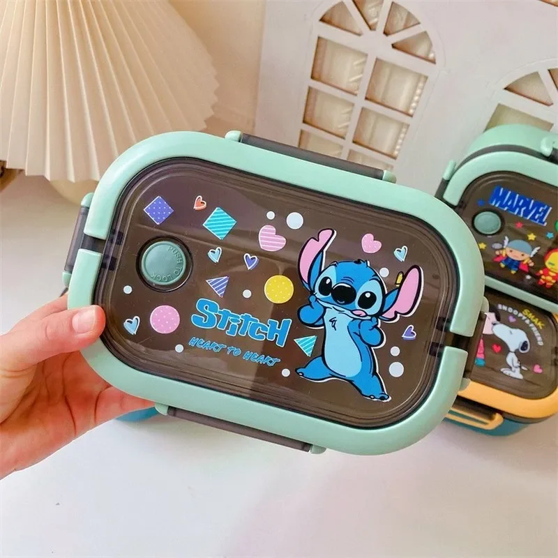 Портативный Ланч-бокс Disney Stitch с героями мультфильмов детский студенческий