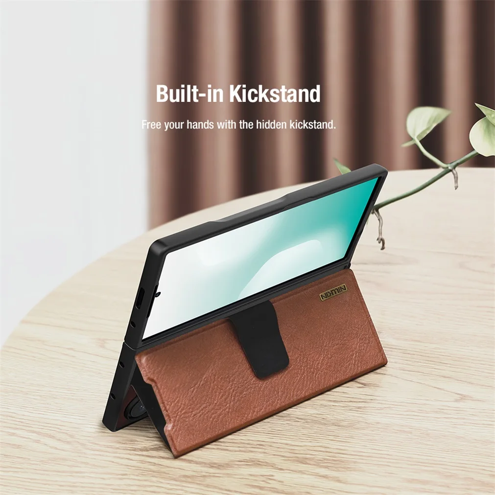 Фото Для Samsung Galaxy Z Fold 7, флип-чехол Nillkin Aoge, винтажный кожаный чехол с карманом для карт, чехол для книги для Samsung Z Fold7, с слотом для ручки №5