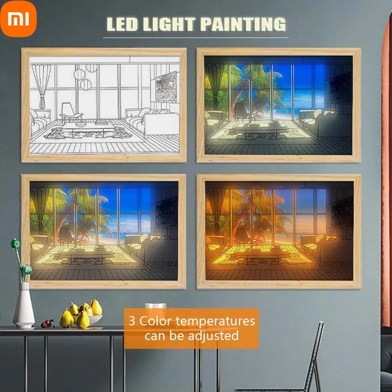 

Светодиодный декоративный светильник Xiaomi, креативный стильный ночник для рисования на кровати, с имитацией солнечного света, подарок