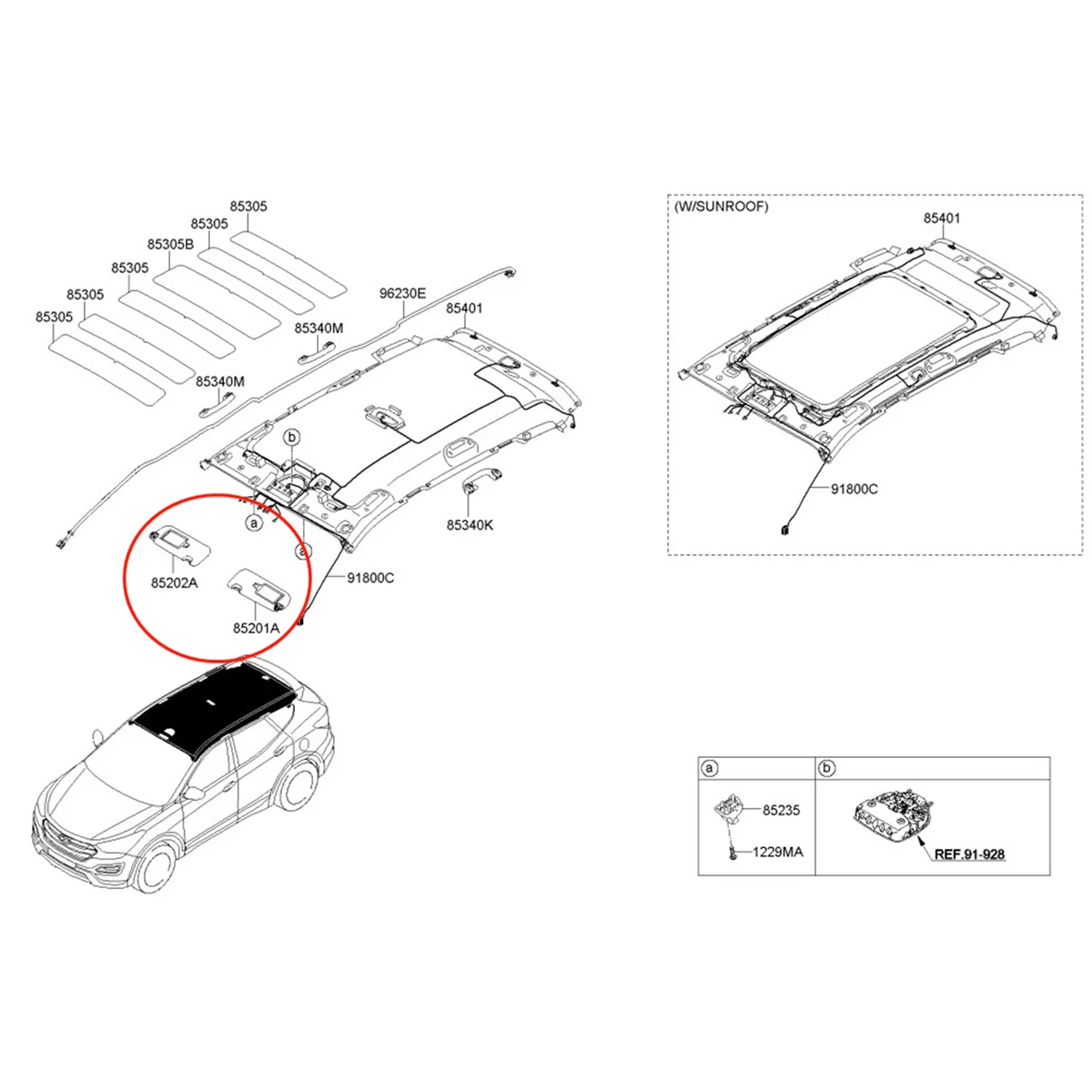 

Car Right Side Sun Visor Shade for Hyundai SANTAFE DM 2013 852202W000 85220-2W000