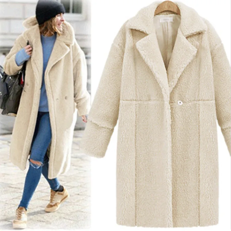 

Женское однотонное пальто с длинным рукавом, повседневное удобное пальто для осени и зимы
