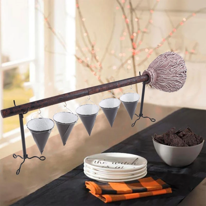 

Halloween Broom Bowl Stand Resin Household Party Supplies for Home Wedding Baby Shower Snacks for Case