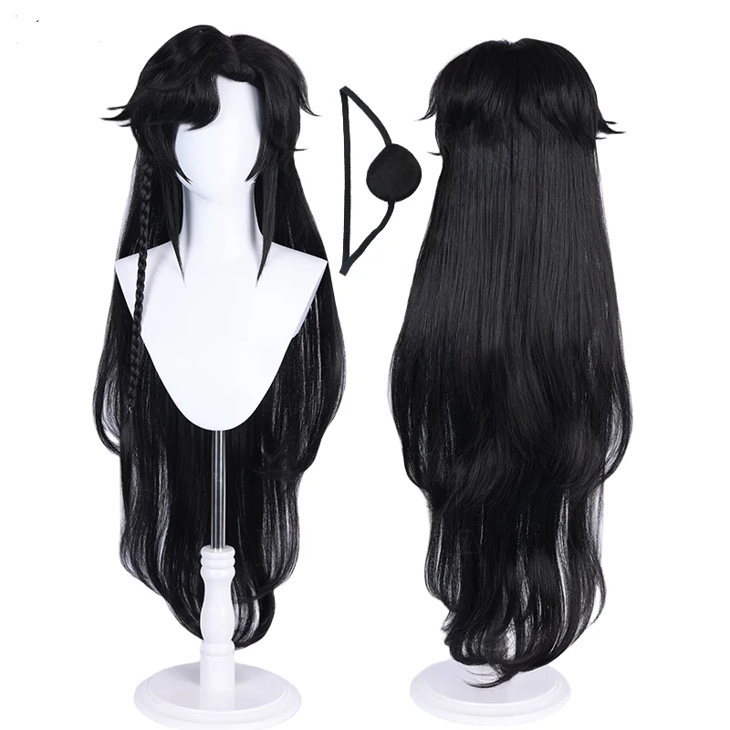 Черный термостабильный парик из синтетических волос для косплея Tian Guan Ci Fu Hua Cheng San