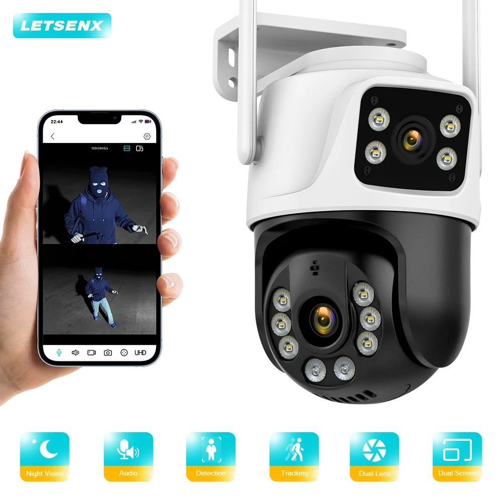 

Беспроводная камера видеонаблюдения IP66 с Wi-Fi, 360 °, 8 Мп, 4K