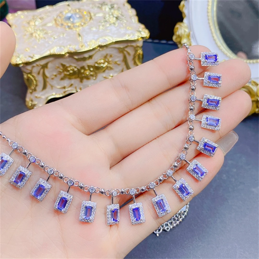 

Ожерелье женское из танзанита/диопсида, 3 х5 см