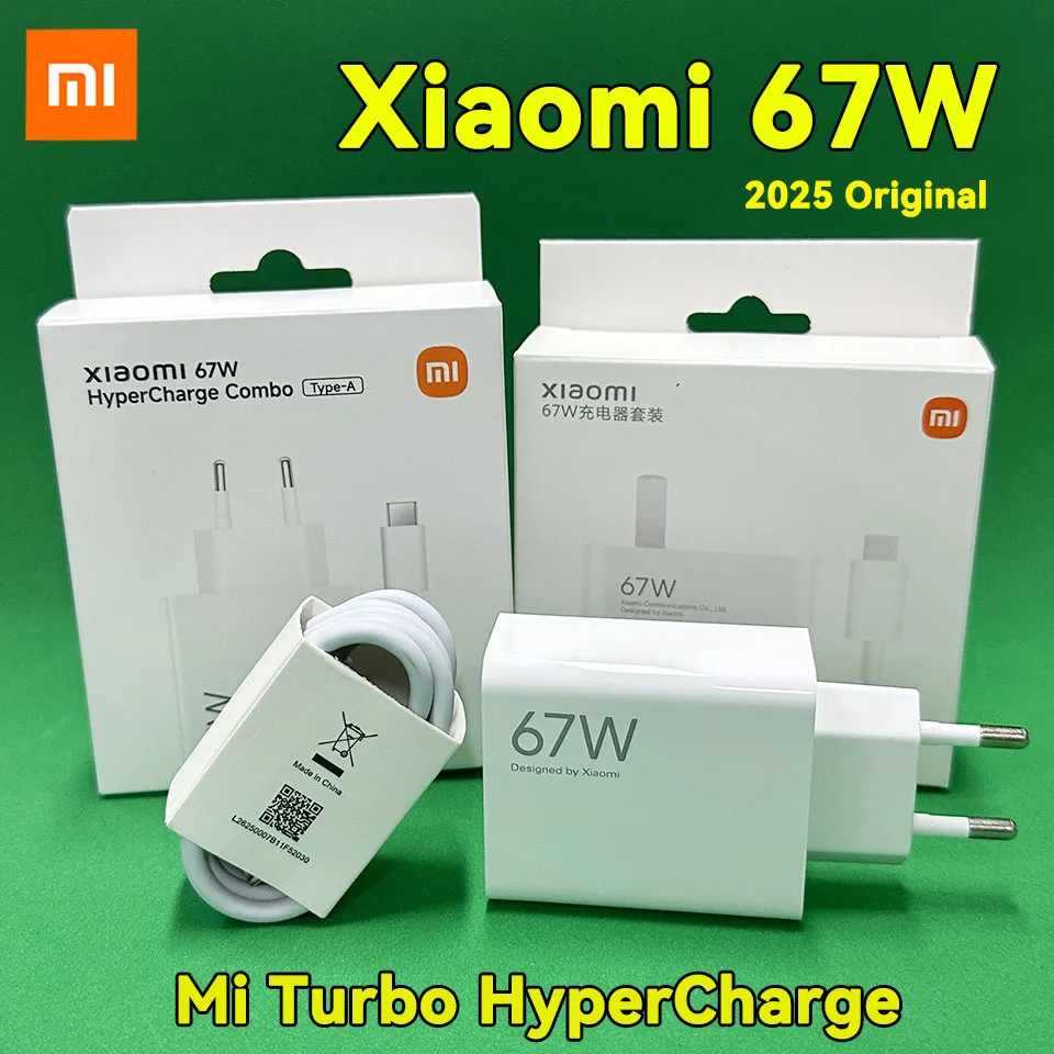 Caricabatterie originale Xiaomi 67W Cargador Tipo C Mi Hyper Turbo Caricabatterie 67 W Adattatore di ricarica rapida Xiao Mi 15T 13 Pro 11 10 Poco F5