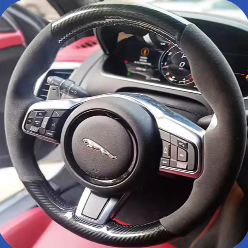 Сшитый вручную замшевый нескользящий чехол на руль из углеродного волокна для