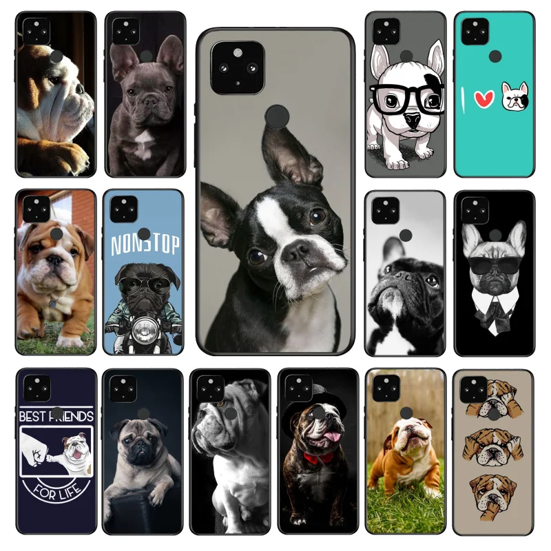 

English bulldog Pug Phone Case for Google Pixel 7 6A 6 Pro 5A 4A 3A Pixel 4 XL Pixel 5 6 4 3 XL 3A XL