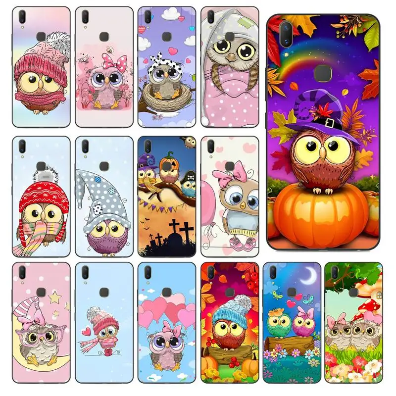 

Cartoon Cute Owl Phone Case for Vivo Y91C Y11 17 19 17 67 81 Oppo A9 2020 Realme c3