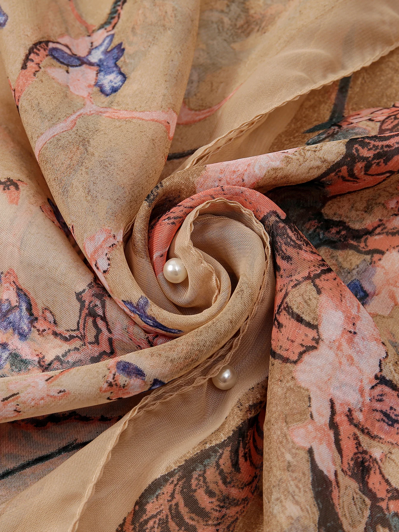 Шаль из шифона с цветочным принтом 150x100 см