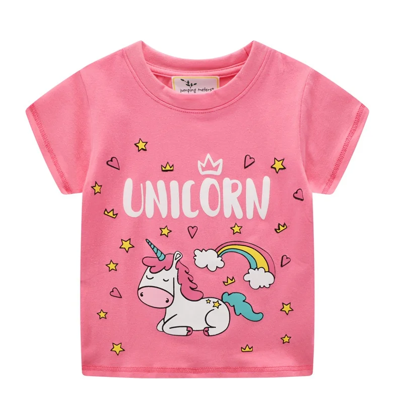 2022 Hot-Selling Summer Girls Clothing Children Unicorn Motif Casual wear Cotton Print Short Sleeve T Girl Clothes For 2-7 Years