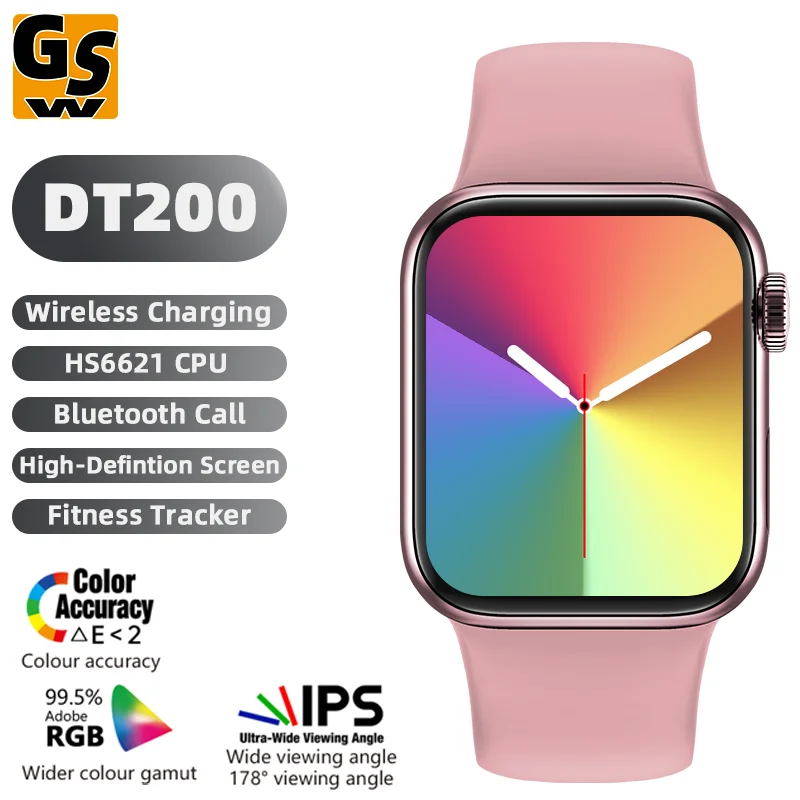 

Смарт-часы DT200 IWO для мужчин и женщин, часы с функцией вызова, Bluetooth, монитором сердечного ритма, беспроводной зарядкой, 2022 PK W37 HW22