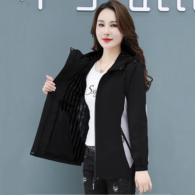 

Куртка женская короткая с капюшоном, модная свободная уличная одежда для отдыха, осень-весна