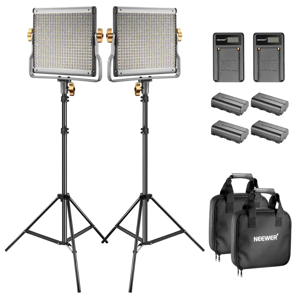 

Neewer 2 Pack Bi-color LED 480 Video Light and Stand Kit with Battery and Charger for YouTube Video Shooting,Durable Metal Frame