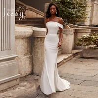 elegant wedding dress soft satin with mermaid slim line ball gown boat neck sleeveless bride gowns back backless robes de mari%c3%a9e
