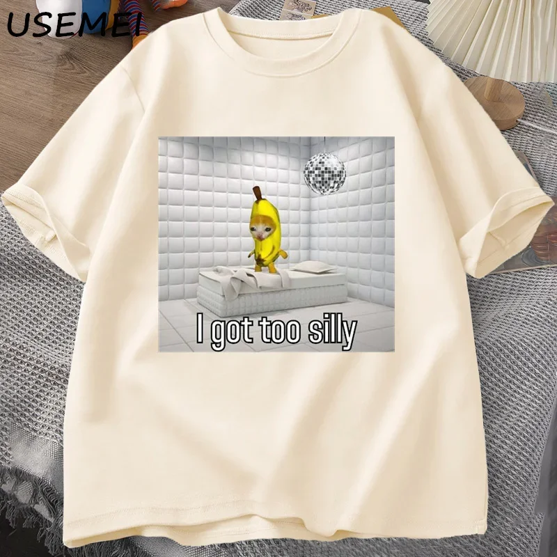 Мужская Забавная Дизайнерская Футболка I Got Too Dumb Wake Up Act С Бананами И Sad Cat Meme
