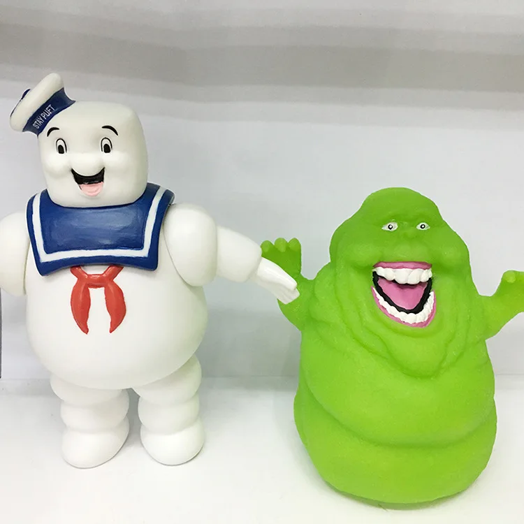 

2pcs/set Cartoon Anime Ghostbusters Green Ghost Slimer Action Figure Doll PVC Action Figures Model BB Knock Toys For Kids Xmas