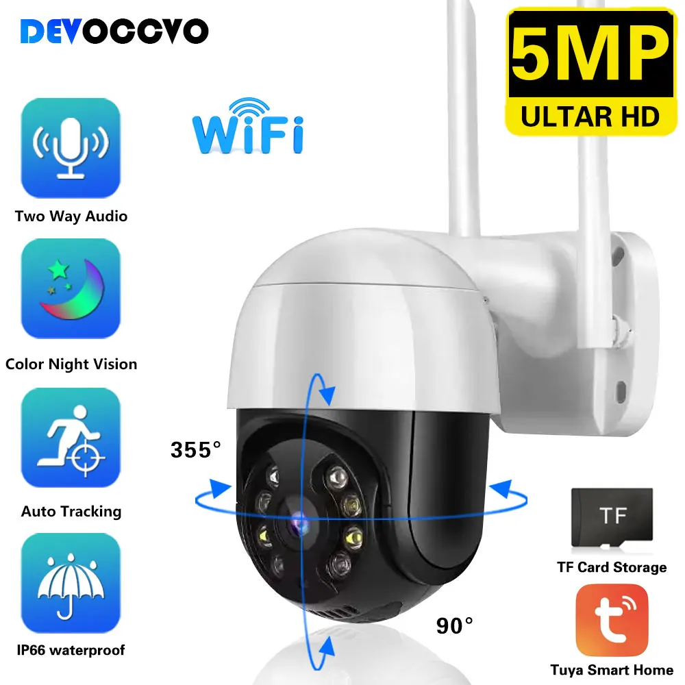 

Tuya 5MP HD PTZ Wifi Camera IP Outdoor Ai Human Detect Audio FHD IP Camera Color Night Vision 3MP Wifi Security CCTV IP Camera