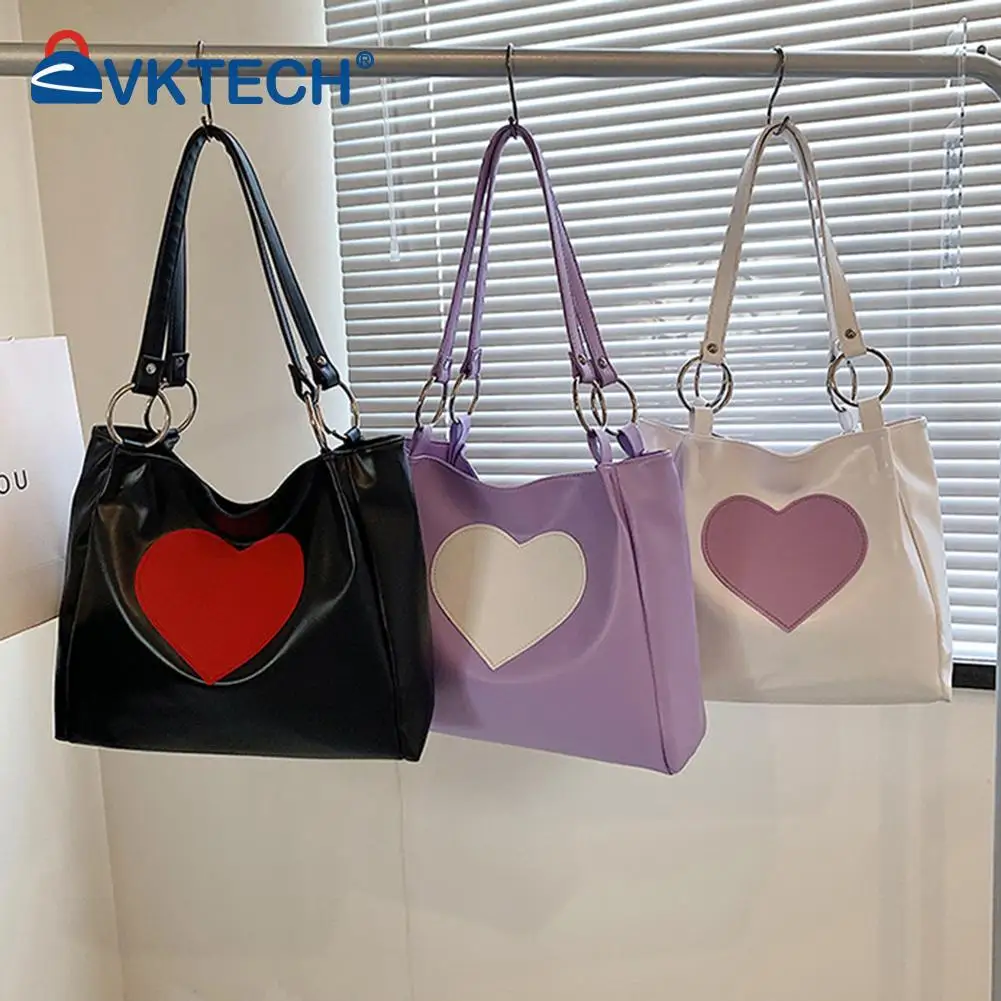 

Large-capacity Shoulder Bag Women Love Heart Travel Leather Shopper Tote Bags for Women Outdoor Shopping Traveling