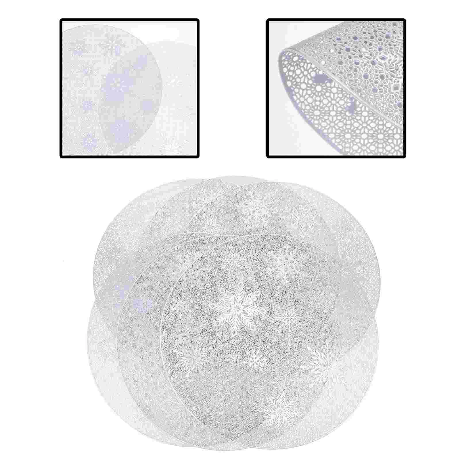 

Placemats Table Mat Coaster Cup Christmas Holiday Round Placemat Mats Snowflake Coasters Drink Home Tea Resistant Heat Kitchen