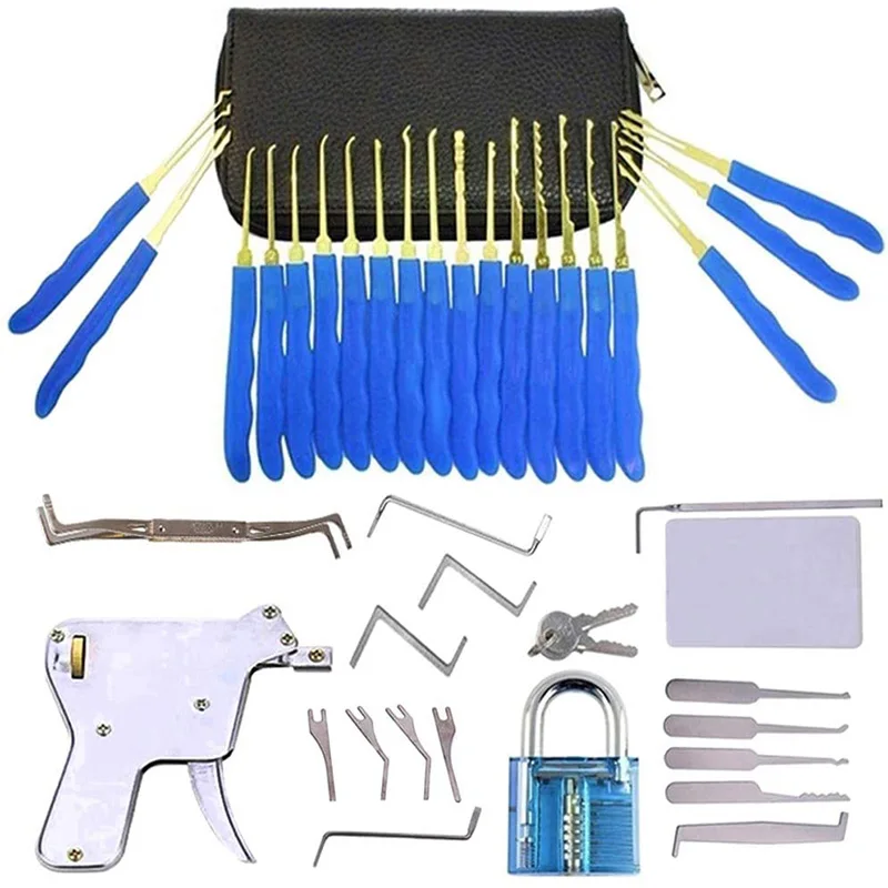 

broken key automatic extractor disassembly hook locksmith, practice unlocking and opening the door，Grey/blue repair tool kit