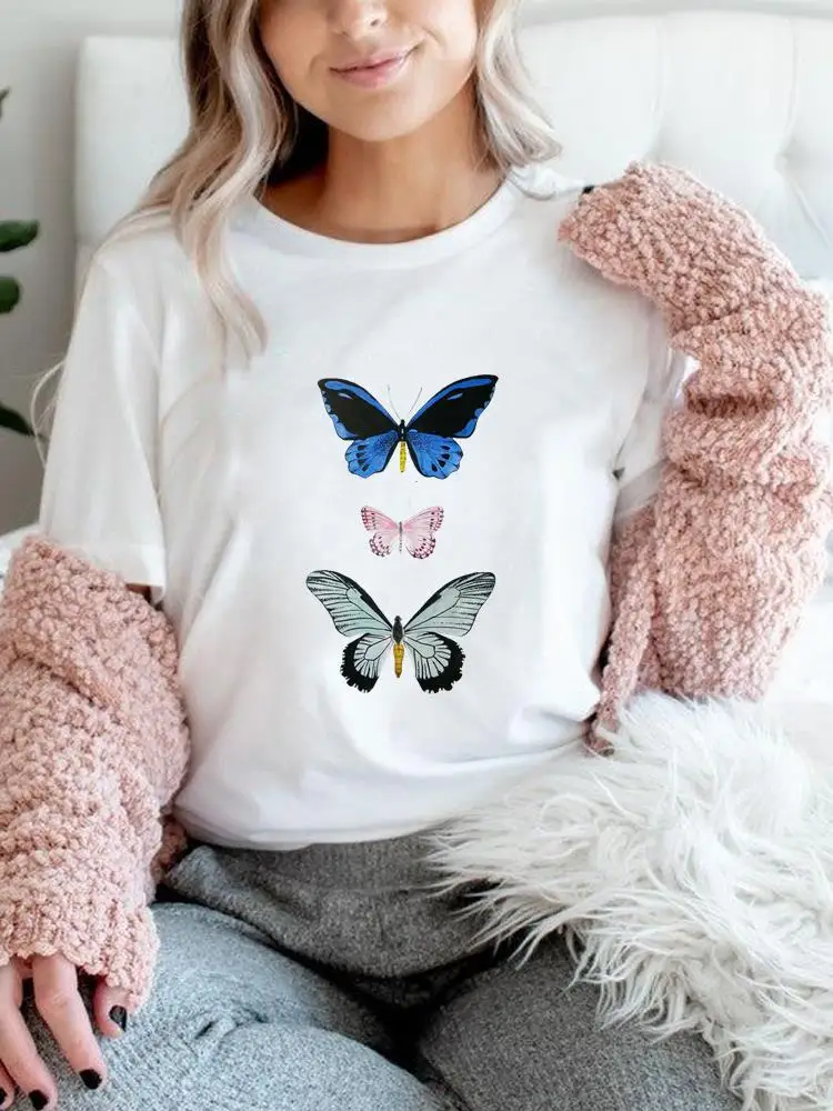 

Women Clothing Casual Tee Summer Short Sleeve T Female Fashion Printed Clothes Butterfly Style Trend 90s Lovely Graphic T-shirts