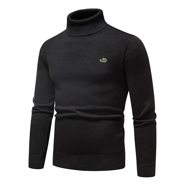 

High quality autumn winter Pullover men's sweater high collar solid color long sleeve warm and slim fitting sweater shirt