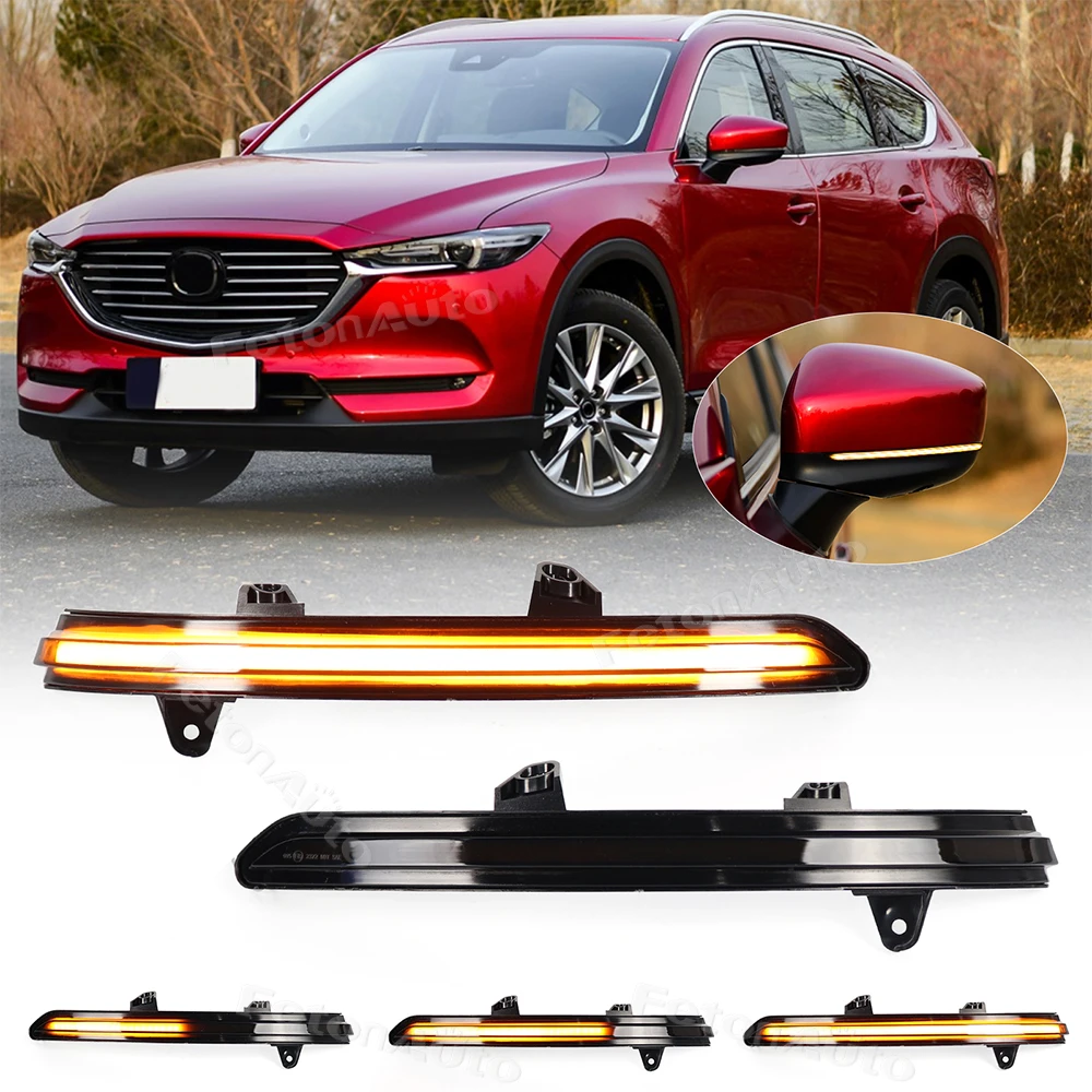 

2pcs Dynamic Amber Rear View Side Mirror Sequential Turn Signal Lights Mazda CX-5 KF CX-8 CX-9 TC