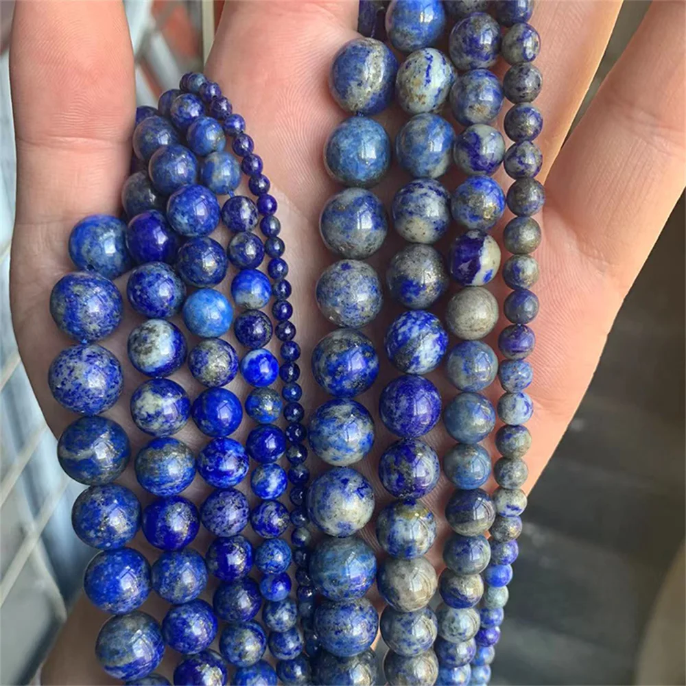 

Natural Lapis Lazuli Stone Beads Round Loose Spacer Beads For Necklace Bracelet Decor Jewelry Making DIY Decorative Accessories