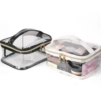 10pcs PVC Clear Cosmetic Bag Fashion PU Leather Marble Printed Travel Makeup Organizer Bag Pouches Waterproof Cosmetic Bag