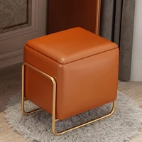 Simple Modern Round Stool Bedroom Makeup Rectangular Chair Manicure Pink Makeup Stool Nail Salon Portable Stool Nordic Furniture