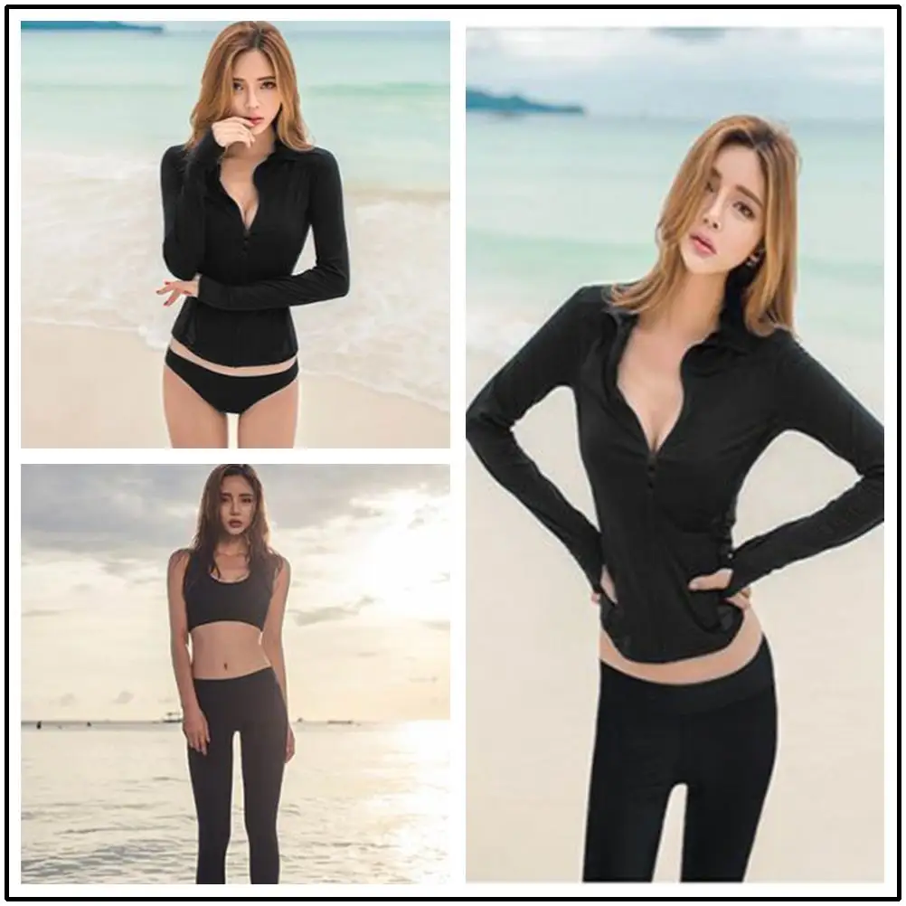 Женский купальник с длинным рукавом и принтом из 4 предметов на молнии купальные