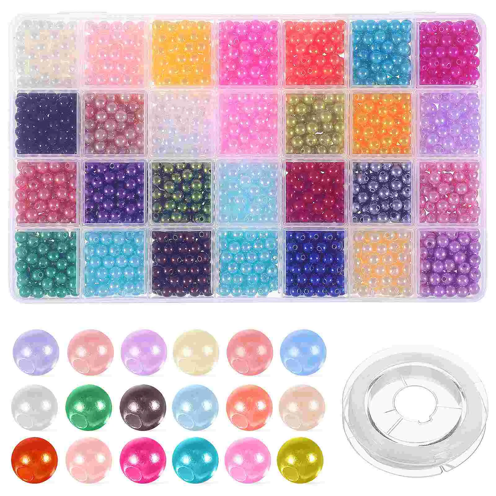 

1960 Pcs Colorful Jewelry Round Beads Threading Making Scattered Loose Imitation Pearls Craft Faux