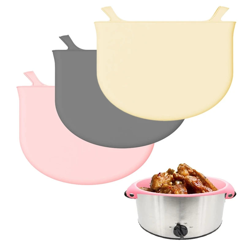 2Pccs Silicone Slow Cooker Liners Reusable Oval Round Cooker