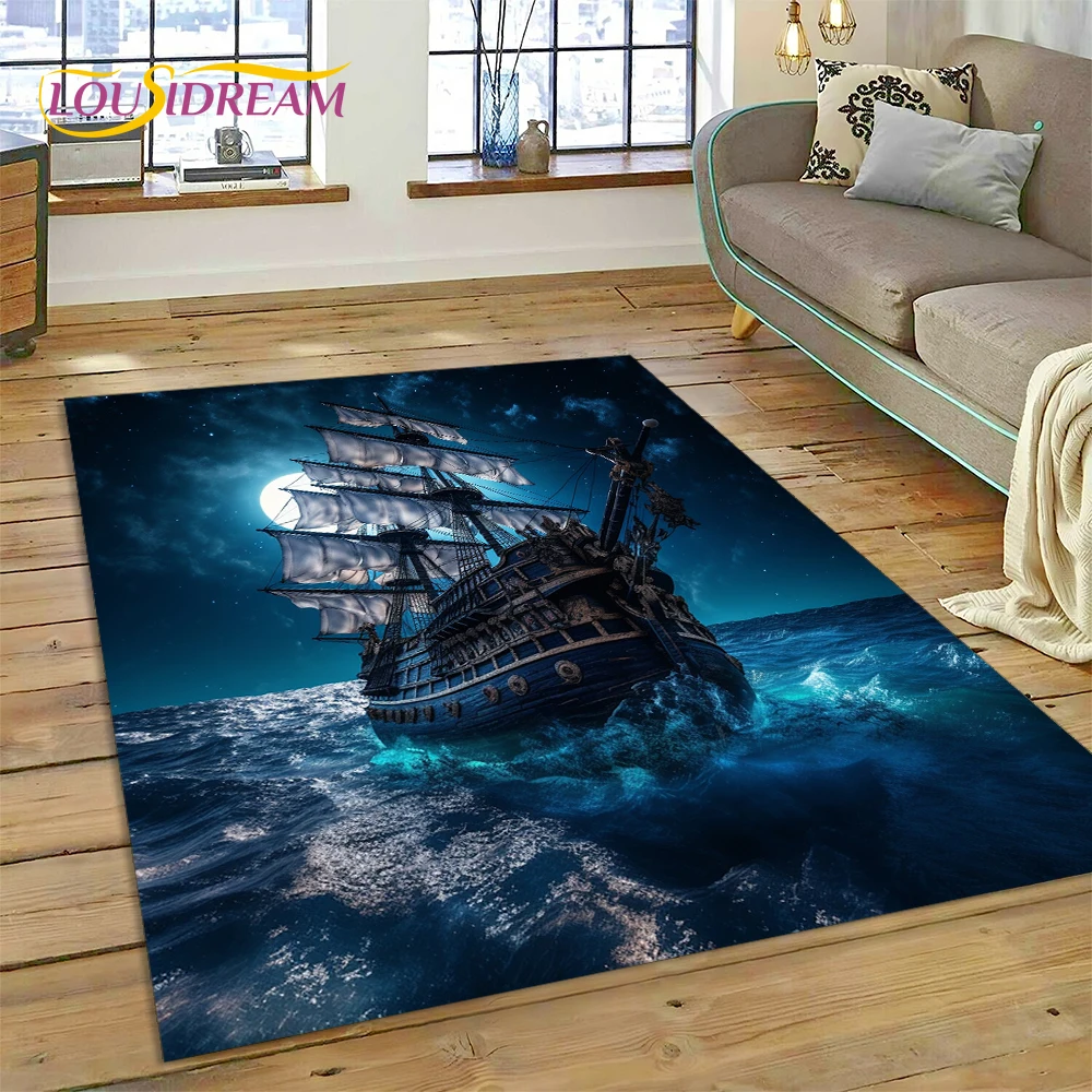 Древняя лодка с пиратским кораблем баркка коврик Sailboa для украшения гостиной