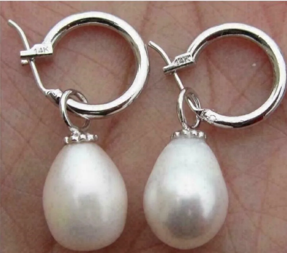 

Genuine AAA natural Nanhai white 10-12mm Pearl Pendant Earrings