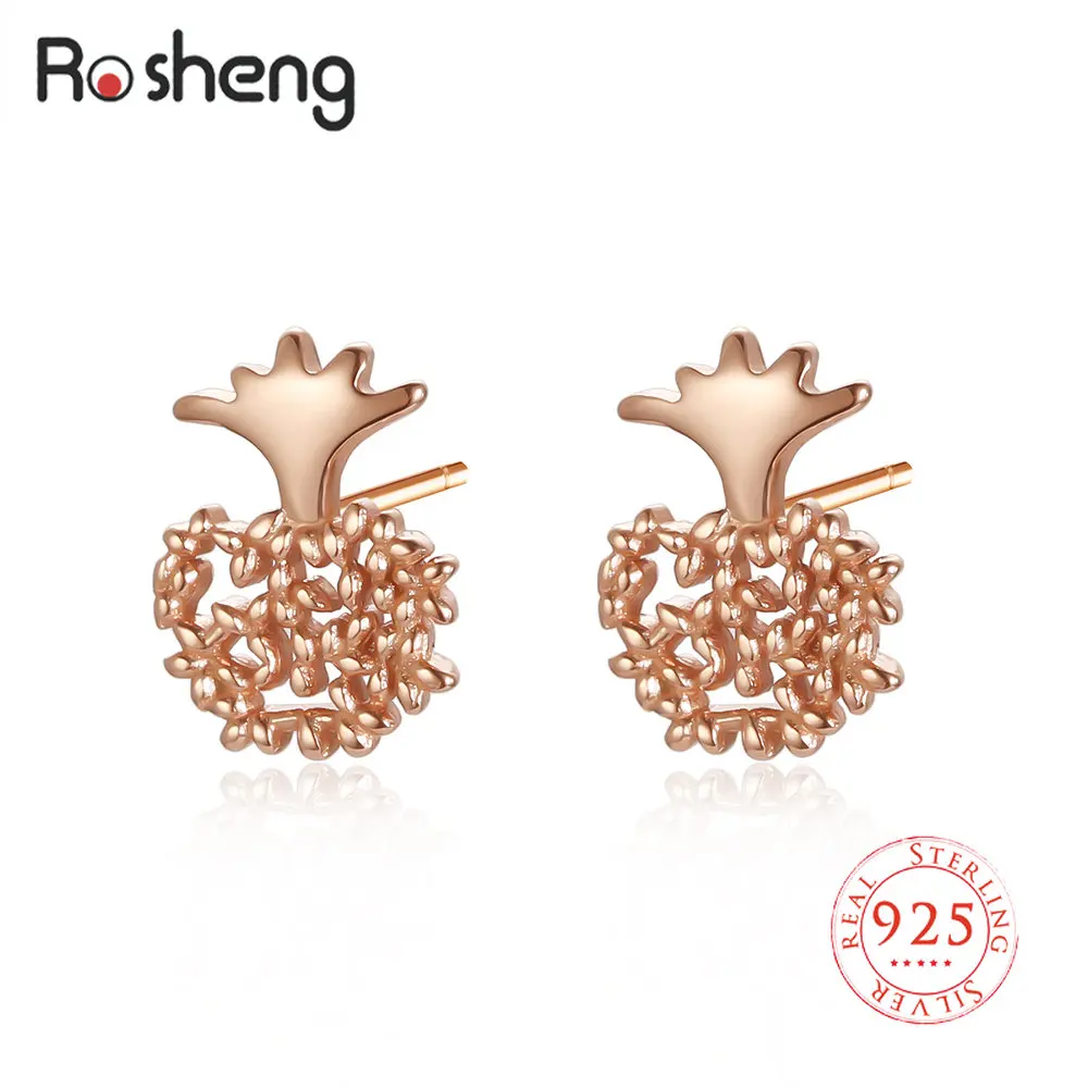 

925 Sterling Silver Minimalist Cute Pineapple Earrings for Women Girls Rose Gold Fine Jewelry Rose Gold Accessories Friend Gifts