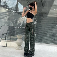 cowgirl trousers street chic straight cargo pants camouflage ladies trousers multi pocket splice bf style versatile slim jeans