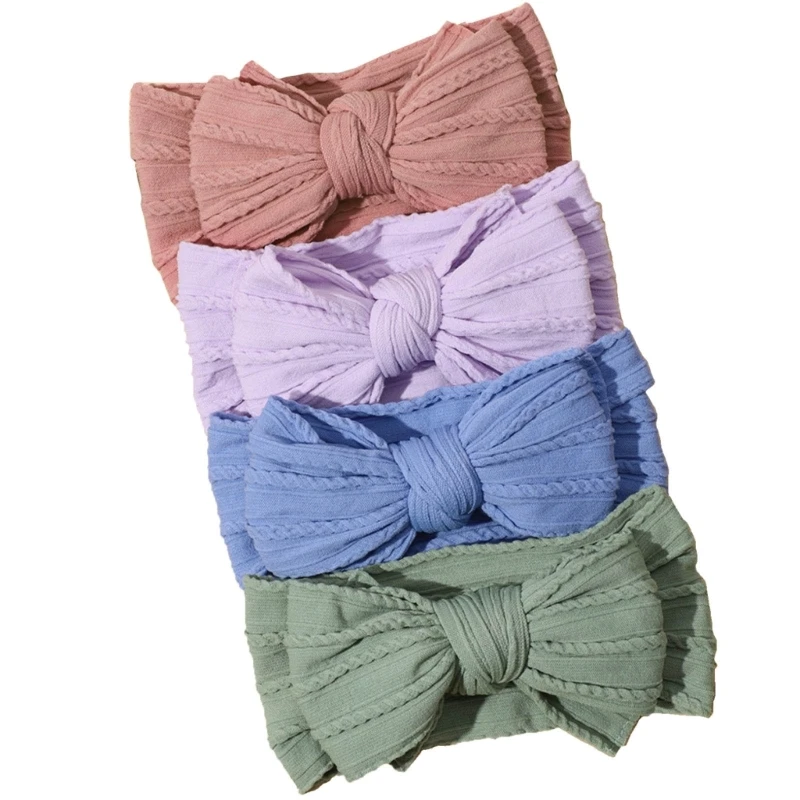 

4 Pack Baby Bow Headband Turban Headband Bowknot Headwear Soft Elastic Hair Band for Newborn Toddler Girls Boys
