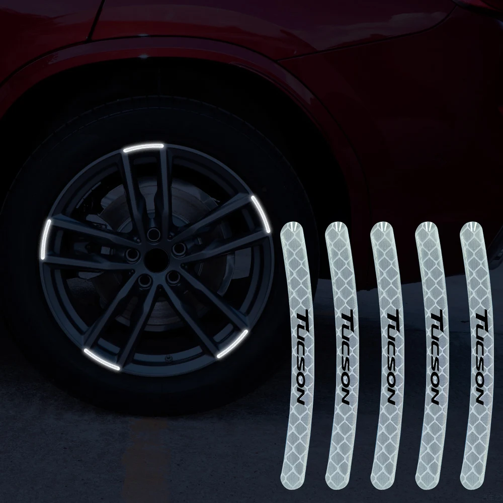 

Car Wheel Hub Reflective Stickers Set Tire Rim Luminous For Hyundai TUCSON Auto Accessories
