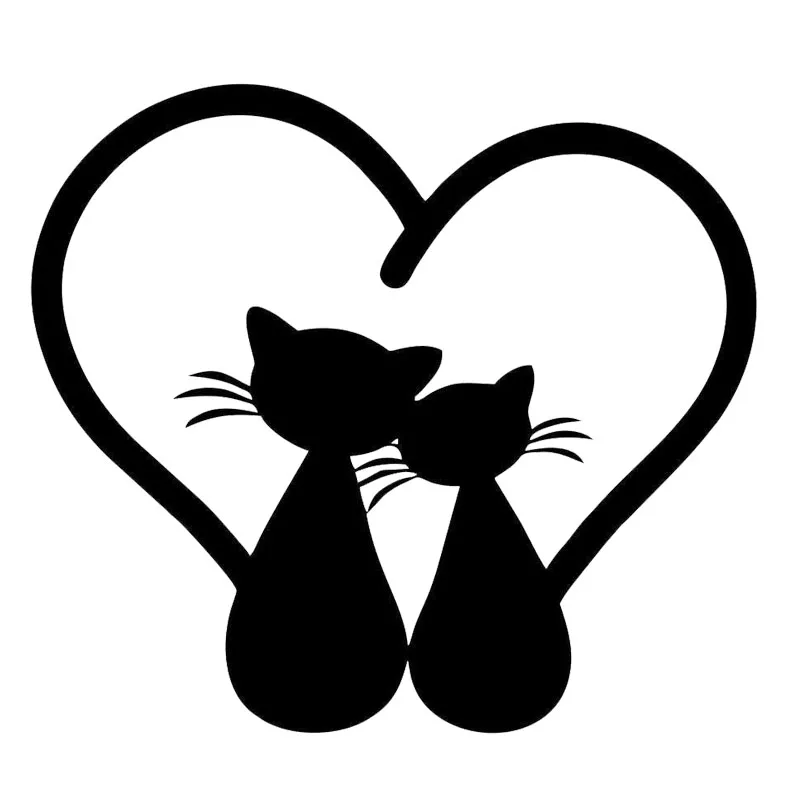 

Cute Cat Couple Applique High Quality Car Decoration Applique Personality Pvc Waterproof Applique Black/white, 14cm *12cm
