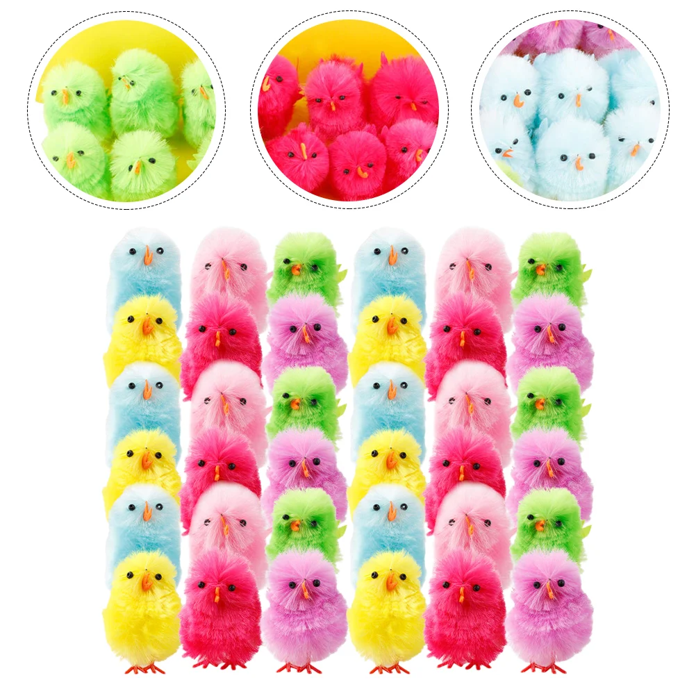 

Easter Chicks Chicken Chick Mini Toy Plush Baby Animal Figures Little Figurine Toys Decoration Bonnet Fluffy Realistic Tiny