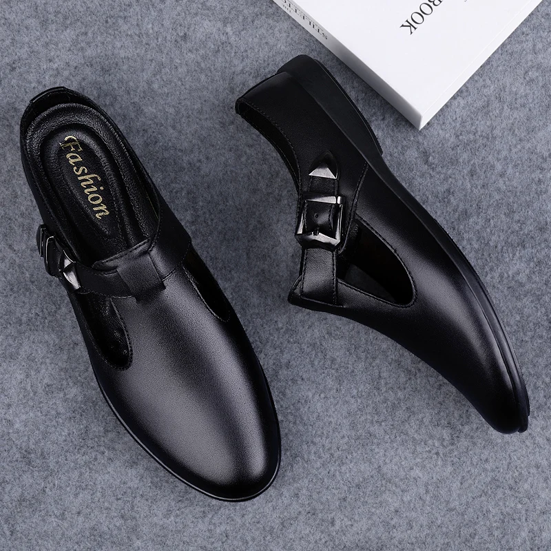 2022New Hot Sale Summer Half Drag Men Outdoor Casual Flats Fashion Sandals Genuine Leather Beach Shoes Quality Non-slip Slippers