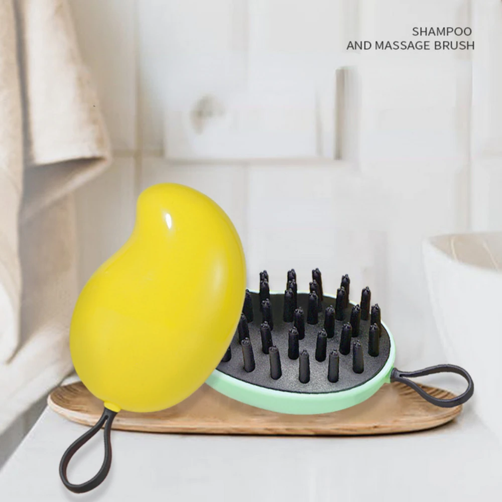 

1pc 2 In1 Round Silica Gel Massage Hair Shampoo Hair Brush Soft Tooth Brush Scalp Head Scratcher Deeply Clean Bath Tool