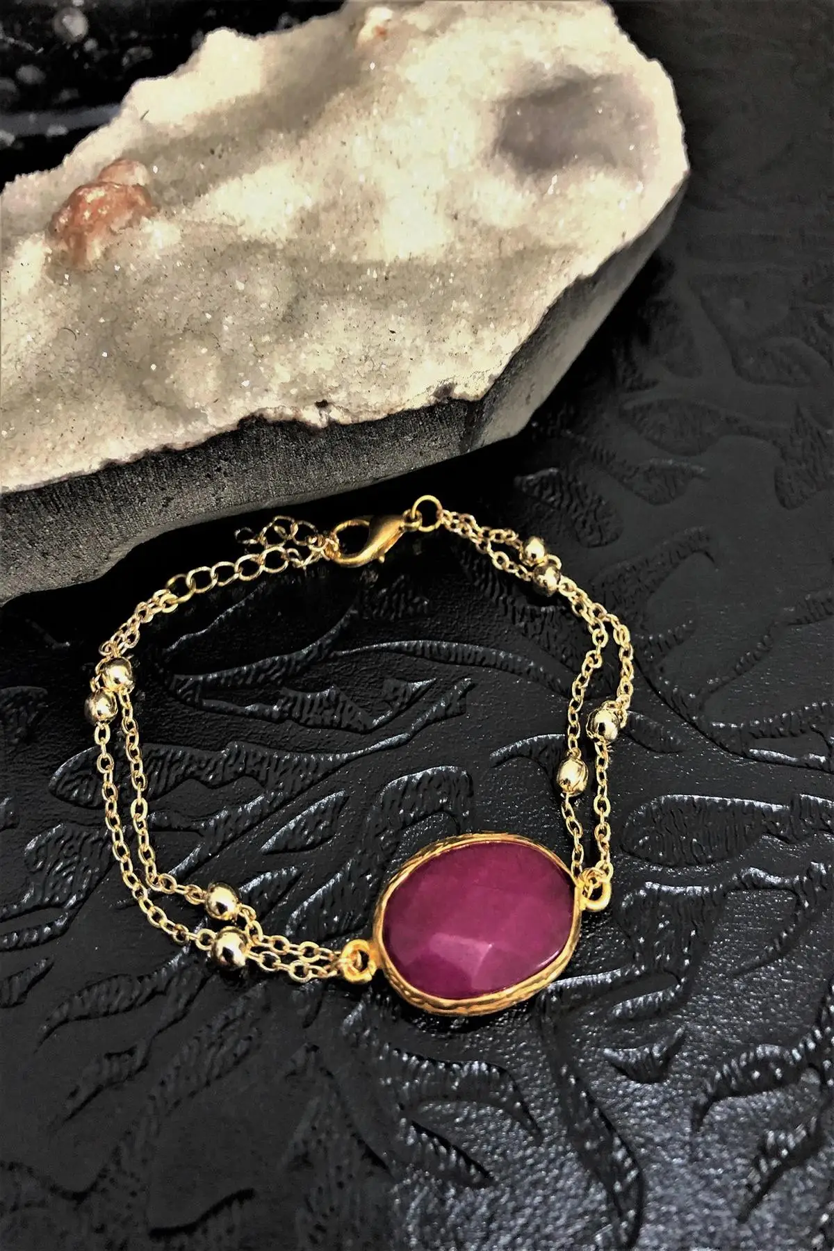 

Natural stone Ceyt Stone Handmade Gold Plated Women Bangle Dkrb11