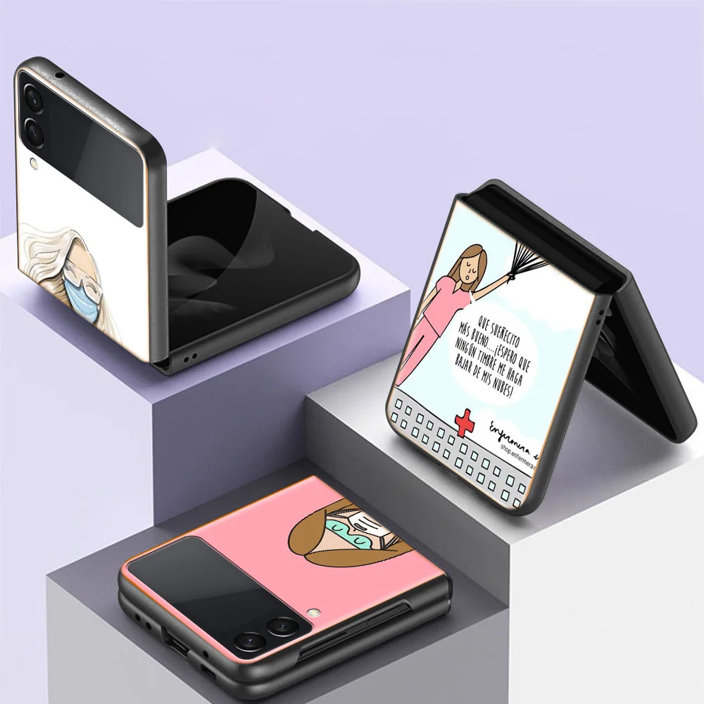 

Cartoon Medicine Doctor Nurse Phone Case For Samsung Galaxy Z Flip 3 4 Z Flip 5G Shockproof Hard Cover Z Flip 3 5G Z Flip 4 5G T
