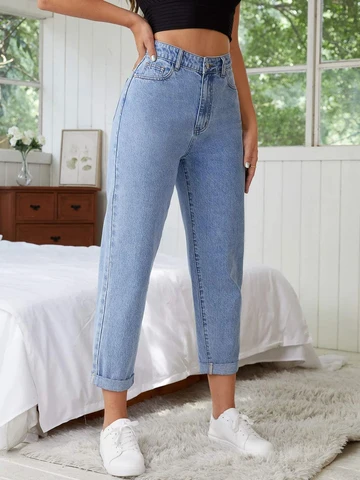 Plus Size Jeans for Women Light Blue Harem Jeans Women High Waist Stretchy Ankle Jeans 100 Kgs Spring and Summer Jeans for Mom