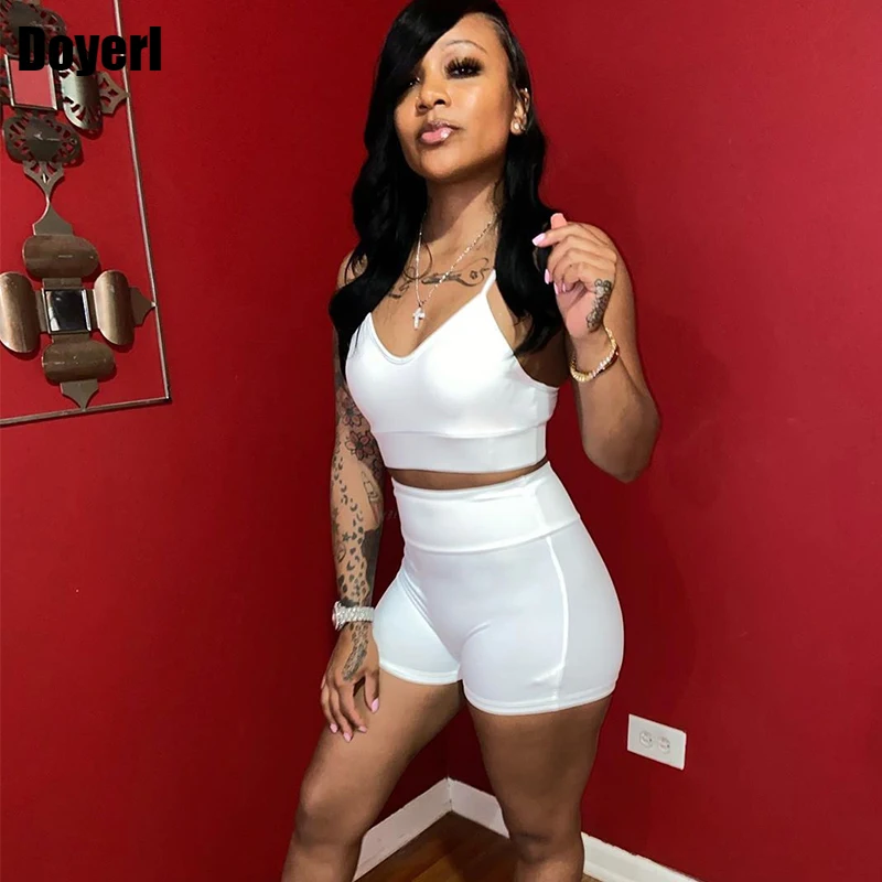 

Crop Top Tracksuits Women Set Summer Clothes for Women Biker Shorts Set Casual Sportwear Woman Two Piece Outfit Set Wholesale